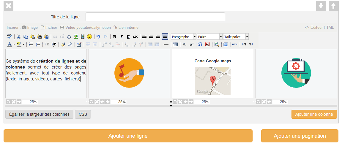 Créer des pages par blocs