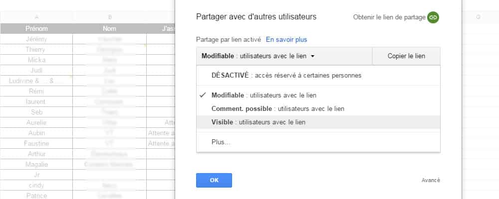 partage sur google drive