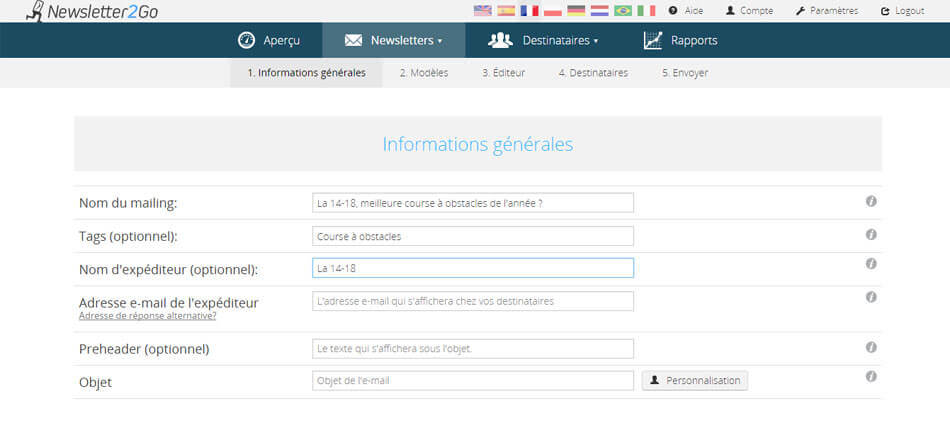 infos du mail