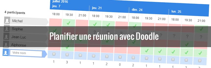 Doodle, pour planifier une réunion (ou une soirée)