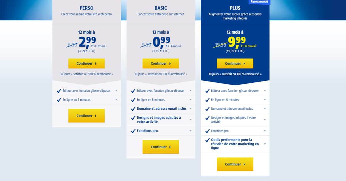 1&1 Mywebsite prix