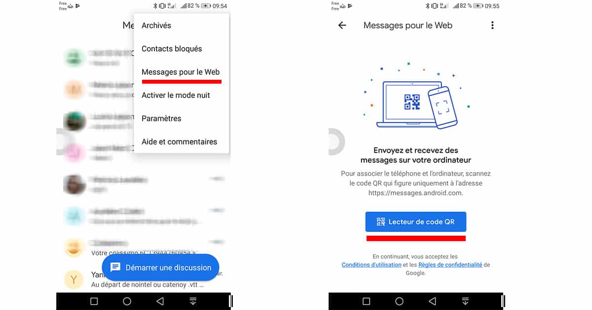 messages pour le web