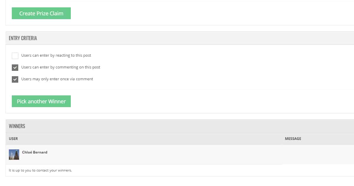 Woobox gagnant
