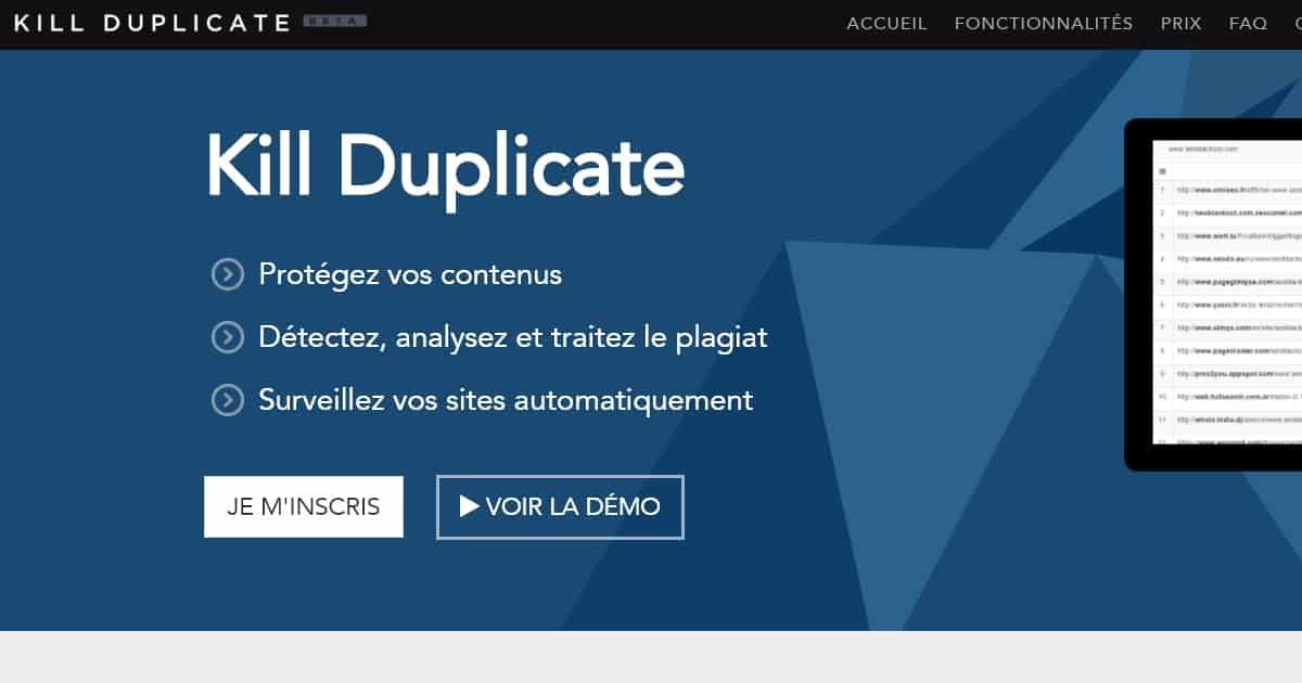 analyser le contenu dupliqué avec kill duplicate