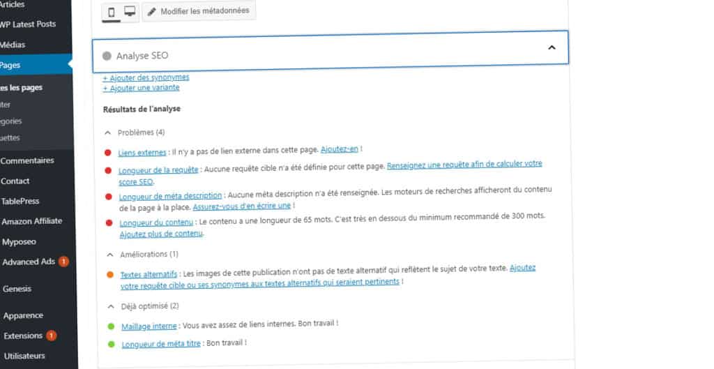 YOAST : guide et tutoriel pour le configurer 2 analyse yoast seo