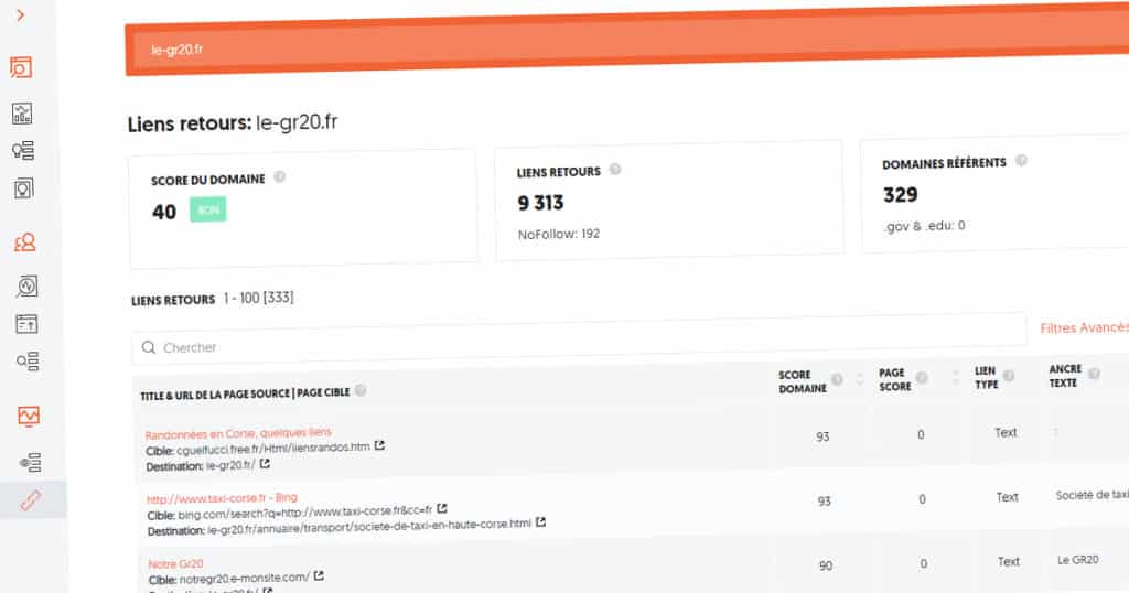 Les backlinks avec Ubersuggest
