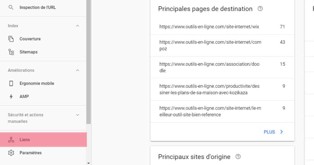 backlinks dans search console