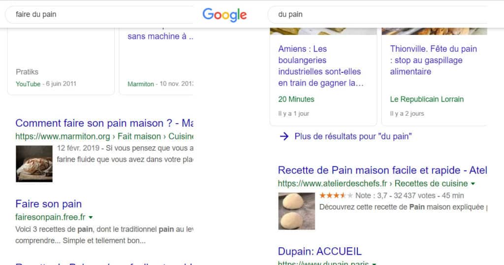 requête sur google