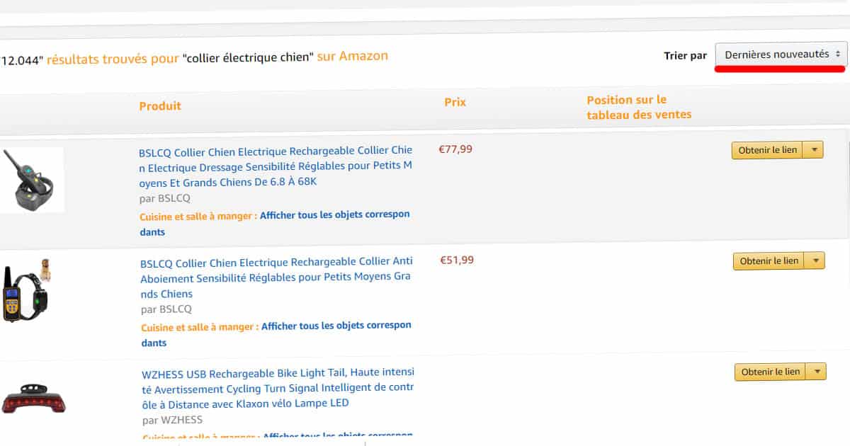 recherche amazon pour un site de niche