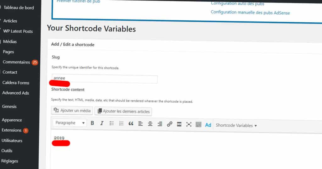 variable shortcode
