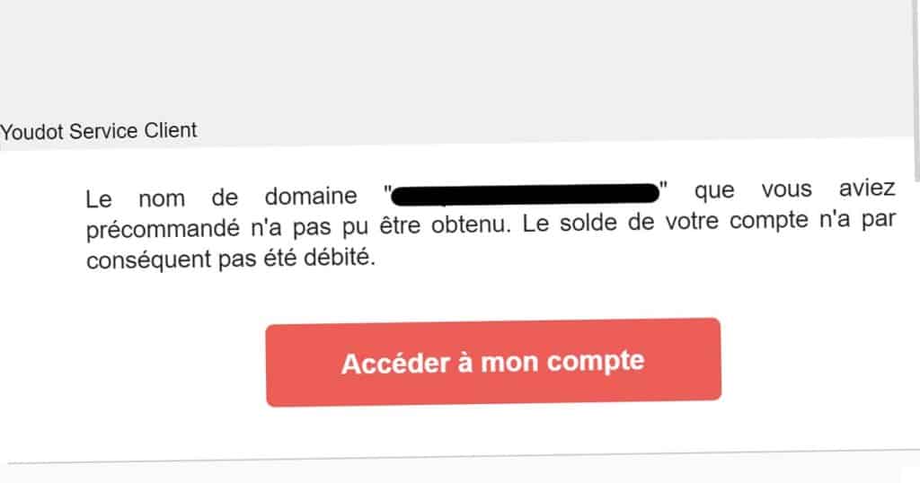 domaine pas récupéré sur youdot