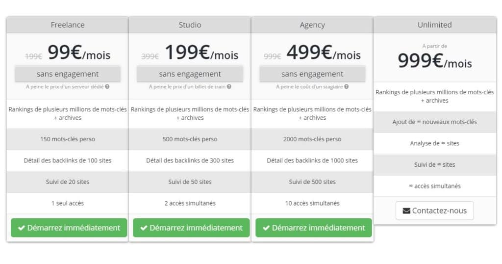 tarifs de seobserver