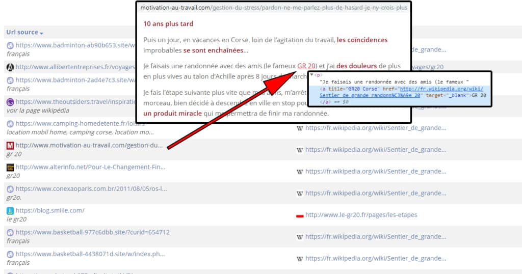 timeline de backlinks