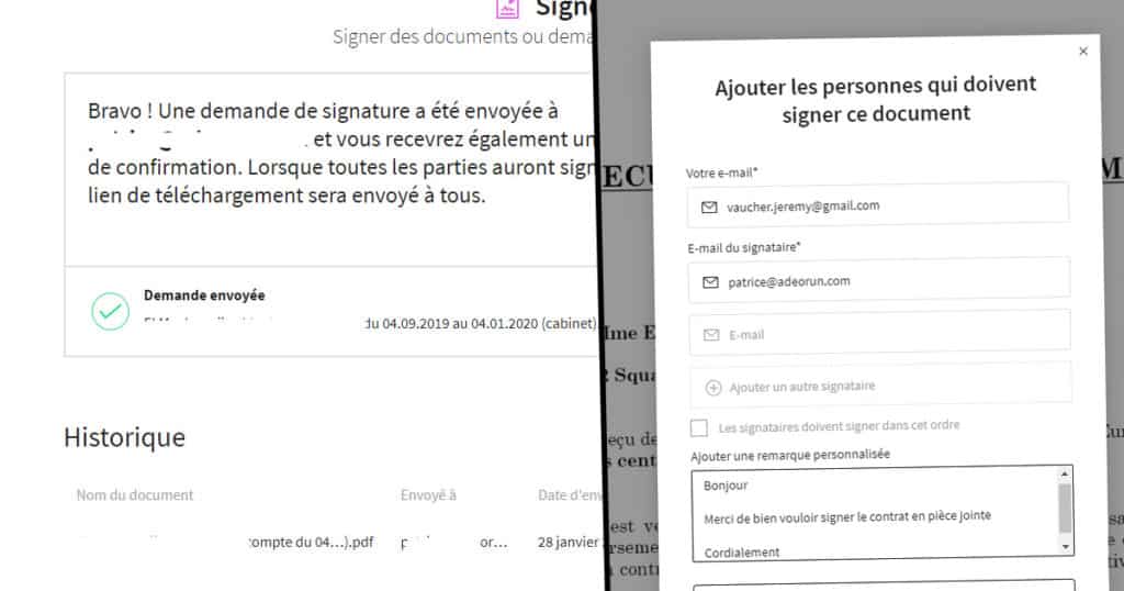 invitation à signer en ligne