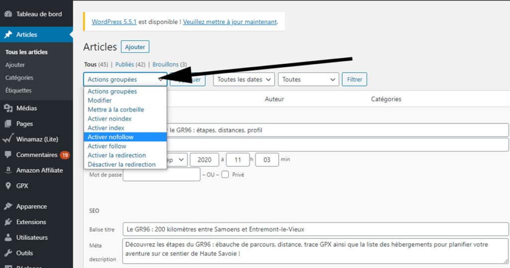 actions groupées sur SEOPress