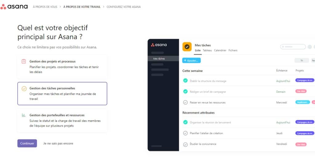gestion de taches sur asana -option 2