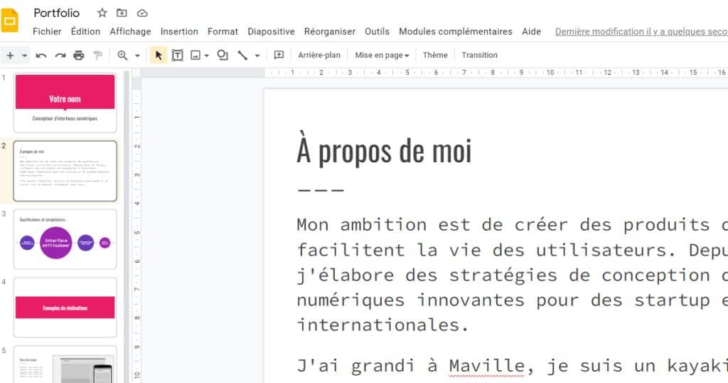 Autre modèle de slide disponible par défaut