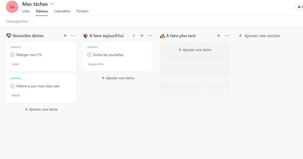 exemples de taches sur asana
