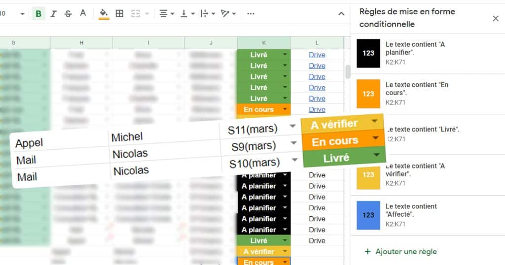 Mise en forme condition et liste déroulante