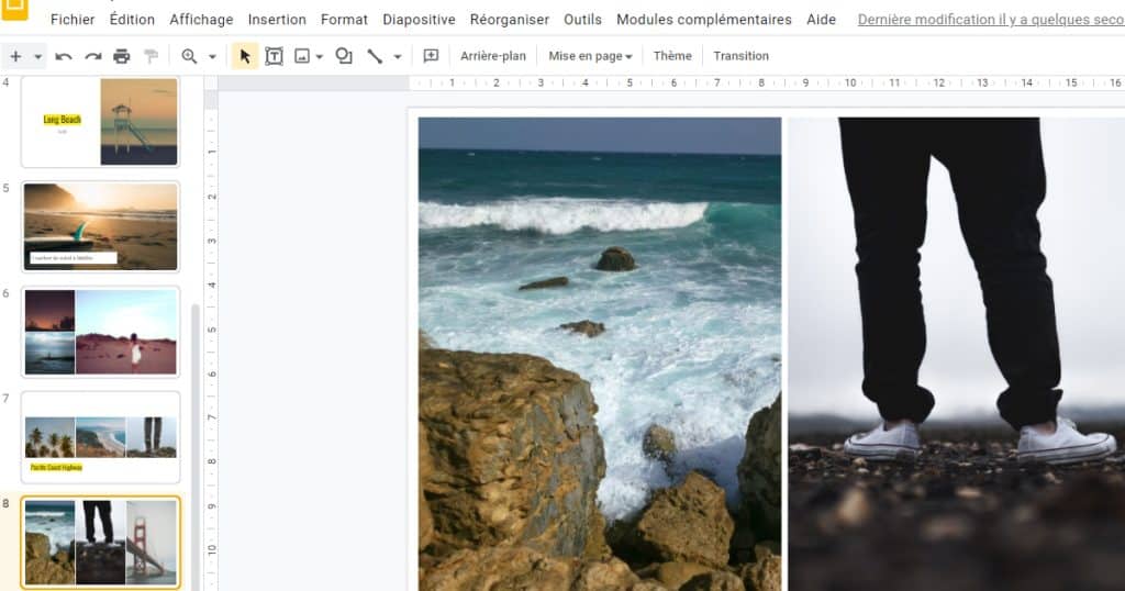 Voici un exemple de slides pour présenter des photos