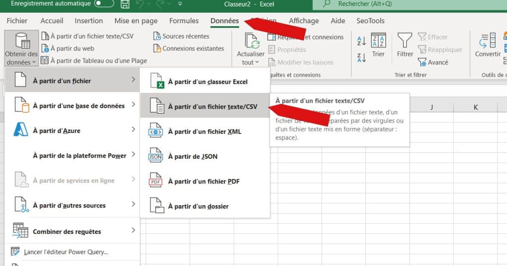 Importer un fichier CSV sur excel
