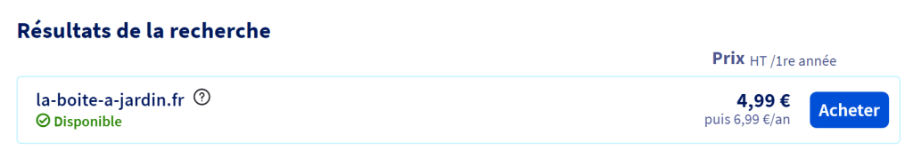 nom de domaine disponible sur OVH